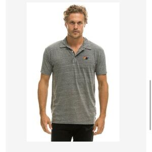 Aviator Nation Men's XXL Short Sleeve Polo Shirt Heather Gray USA Made Logo